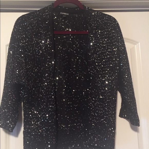 Express sparkle open front cardigan - Picture 2 of 3